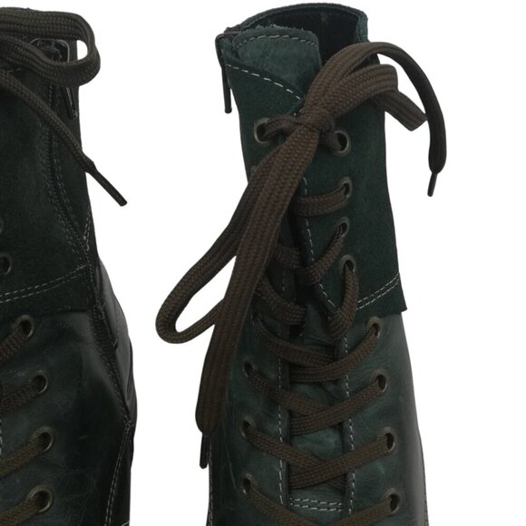 Taos Crave Leather Blue Green Moto Boots Size 37 US 6-6.5 Suede Teal Harness Zip - Picture 10 of 12